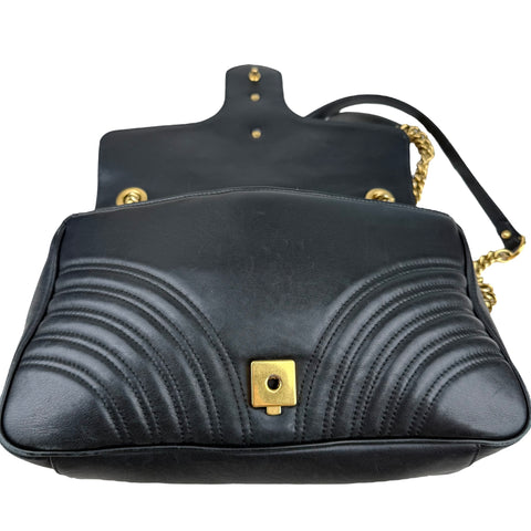 Gucci GG Marmont Calfskin Matelasse Medium Shoulder Bag Black
