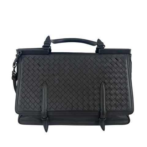 Bottega Veneta Nappa Intrecciato Medium Monaco Satchel Black