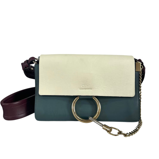 Chloé Chloe Faye Chain Suede Leather Gray Blue Crossbody Bag Grey
