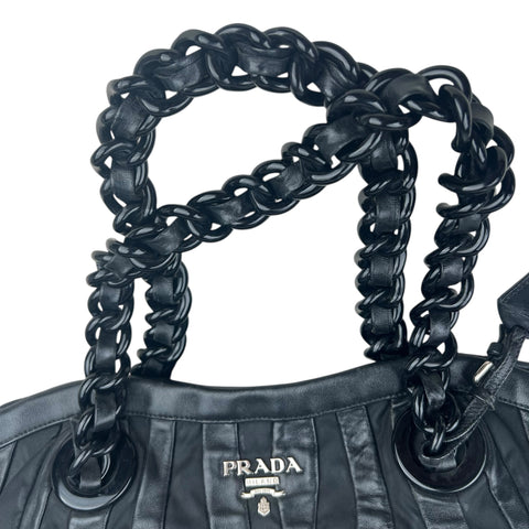 Prada Black Tessuto Nappa Waves Tote Bag