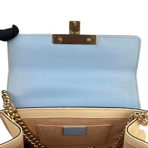 Gucci 2-WAY BAG GG SUPREME APPLE PRINT GG BROWN/BEIGE/BLUE Padlock