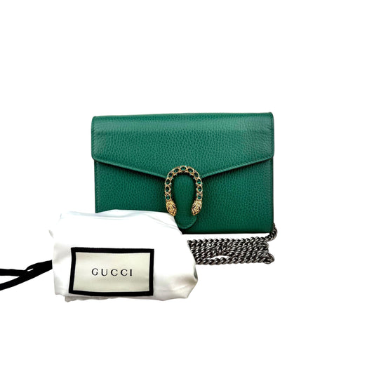 Gucci Dionysus Chain Wallet in Green Leather
