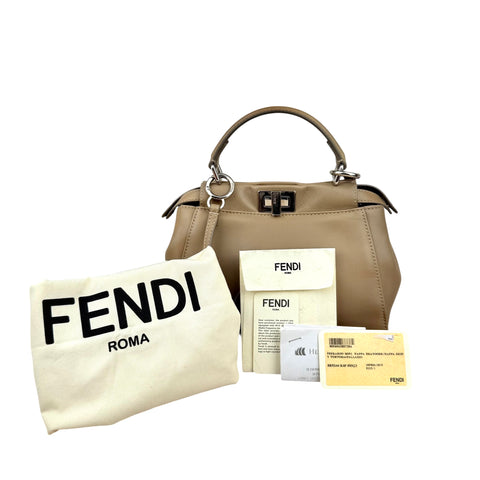 Fendi Peekaboo 2WAY Shoulder Bag Hand Bag Beige