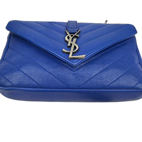 Saint Laurent Sheepskin Matelasse Chevron Monogram College Chain Wallet