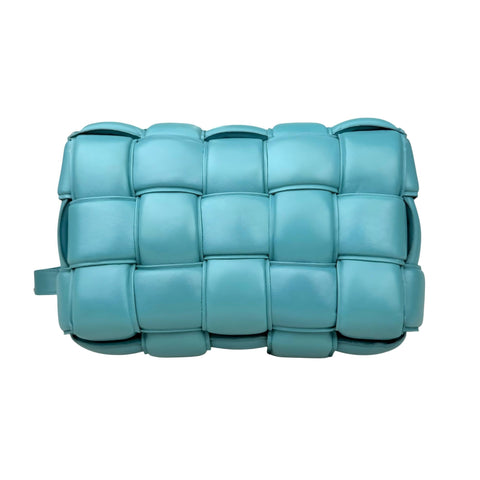 Bottega Veneta Turquoise Padded Leather Cassette Crossbody Bag Blue