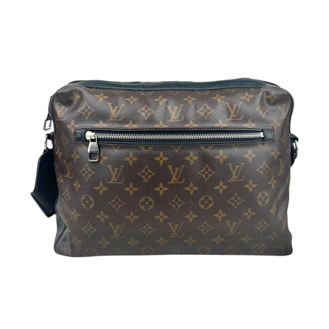 Louis Vuitton Messenger shoulder bag in brown monogram canvas and black leather