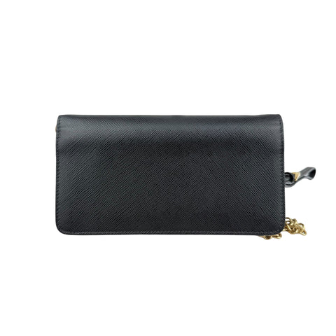 Prada Mini Bag Wallet on Chain Wristlet in Saffiano Noir