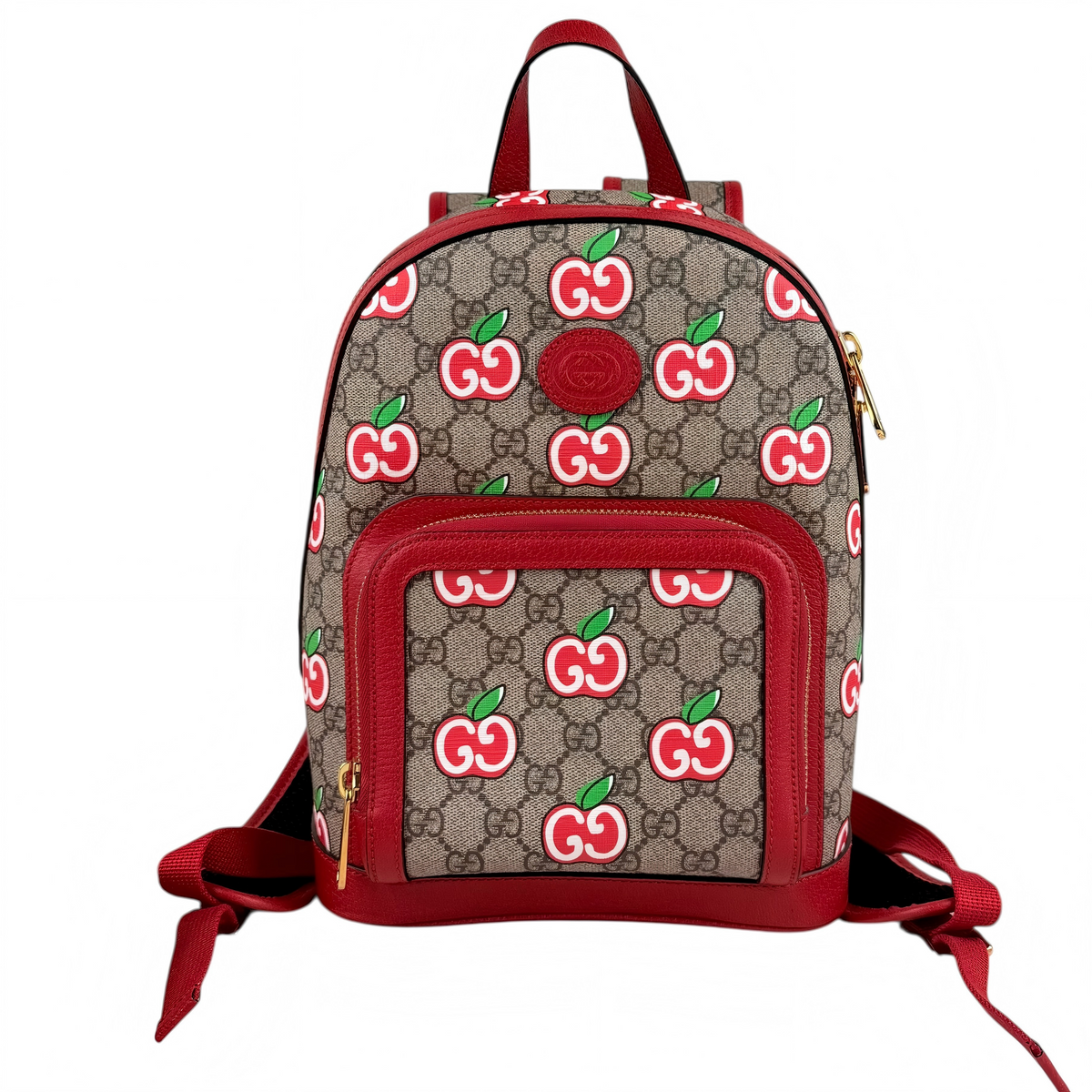 Gucci Beige/Red GG Supreme Canvas and Leather Small Backpack