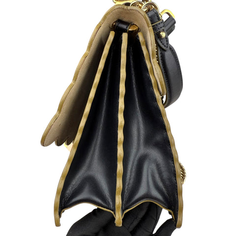 Fendi Dotcom Leather Shoulder Bag Black