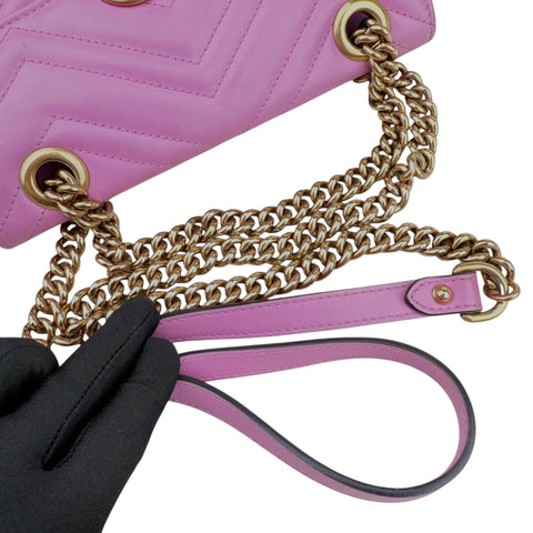 Gucci GG Marmont Medium Quilted Leather Shoulder Bag Pink