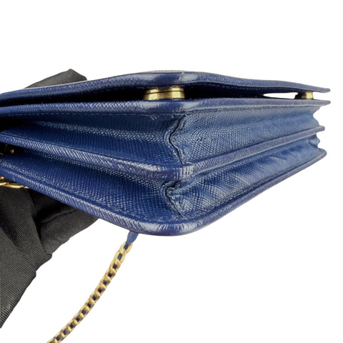 Prada Blue Saffiano Metal Shoulder Bag