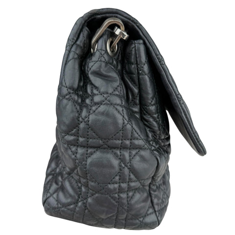 Dior Black Cannage Quilted Lambskin Large New Lock Flap Shoulder Bag