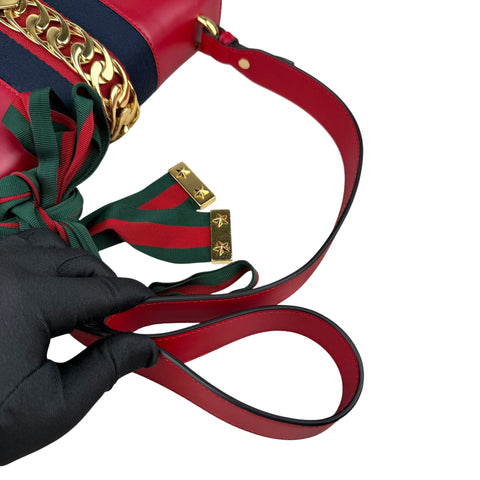 Gucci Leather Sylvie Small Shoulder Bag Red
