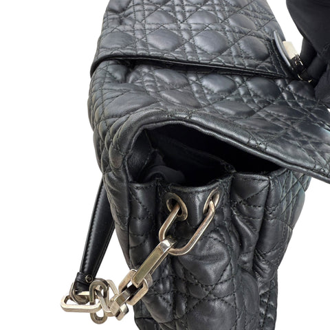 Dior Black Cannage Quilted Lambskin Large New Lock Flap Shoulder Bag