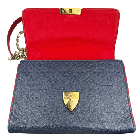 Louis Vuitton Monogram Empreinte Saint-Sulpice Chain Shoulder Bag Red Black