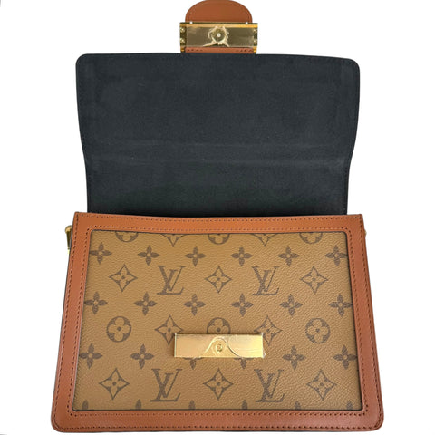 Louis Vuitton LV Dauphine MM Shoulder Bag Monogram Reverse Brown
