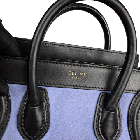 Celine Luggage Nano Shopper Handbag Black Blue Beige