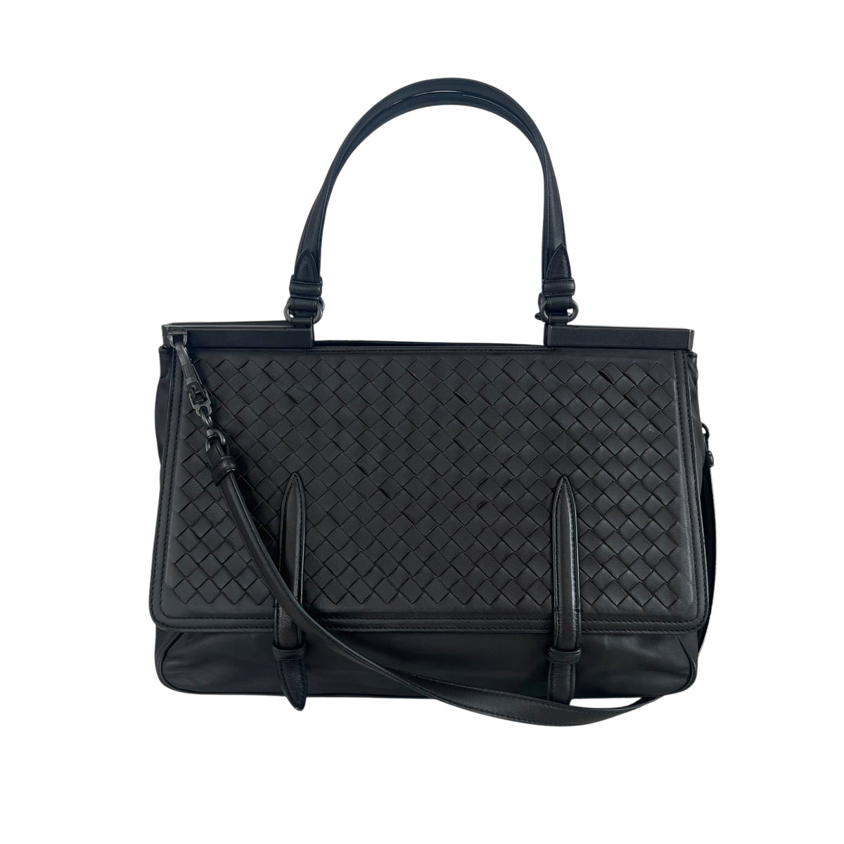 Bottega Veneta Nappa Intrecciato Medium Monaco Satchel Black