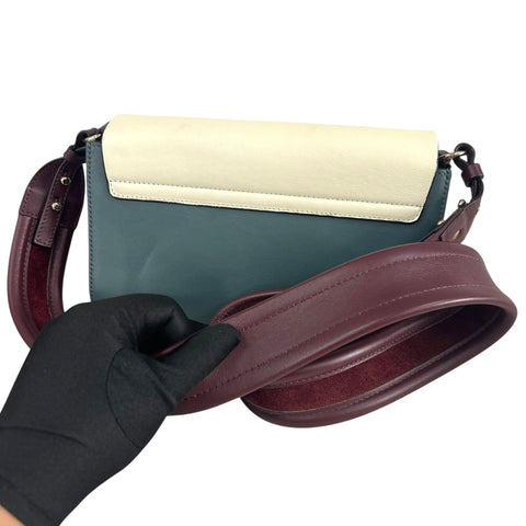 Chloé Chloe Faye Chain Suede Leather Gray Blue Crossbody Bag Grey