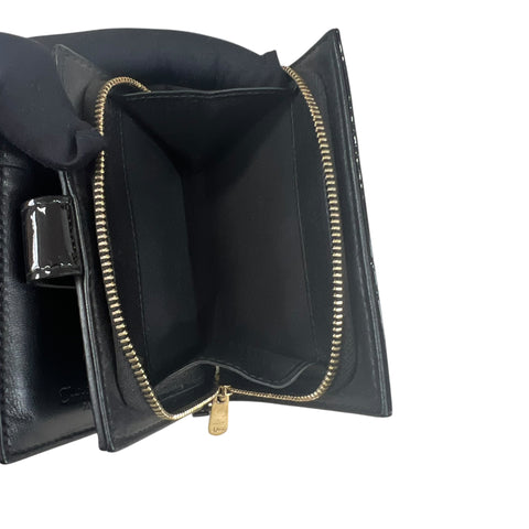 Dior Patent Card Holder Cannage Pattern Wallet