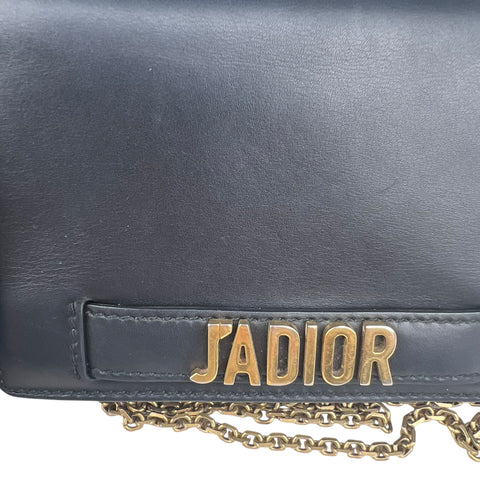 Dior Black Smooth Calfskin Leather J'ADIOR Wallet on Chain Clutch Bag