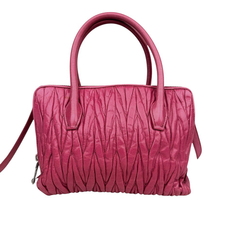 Miu Miu Pink Lambskin Leather Matelasse Shopping Bag