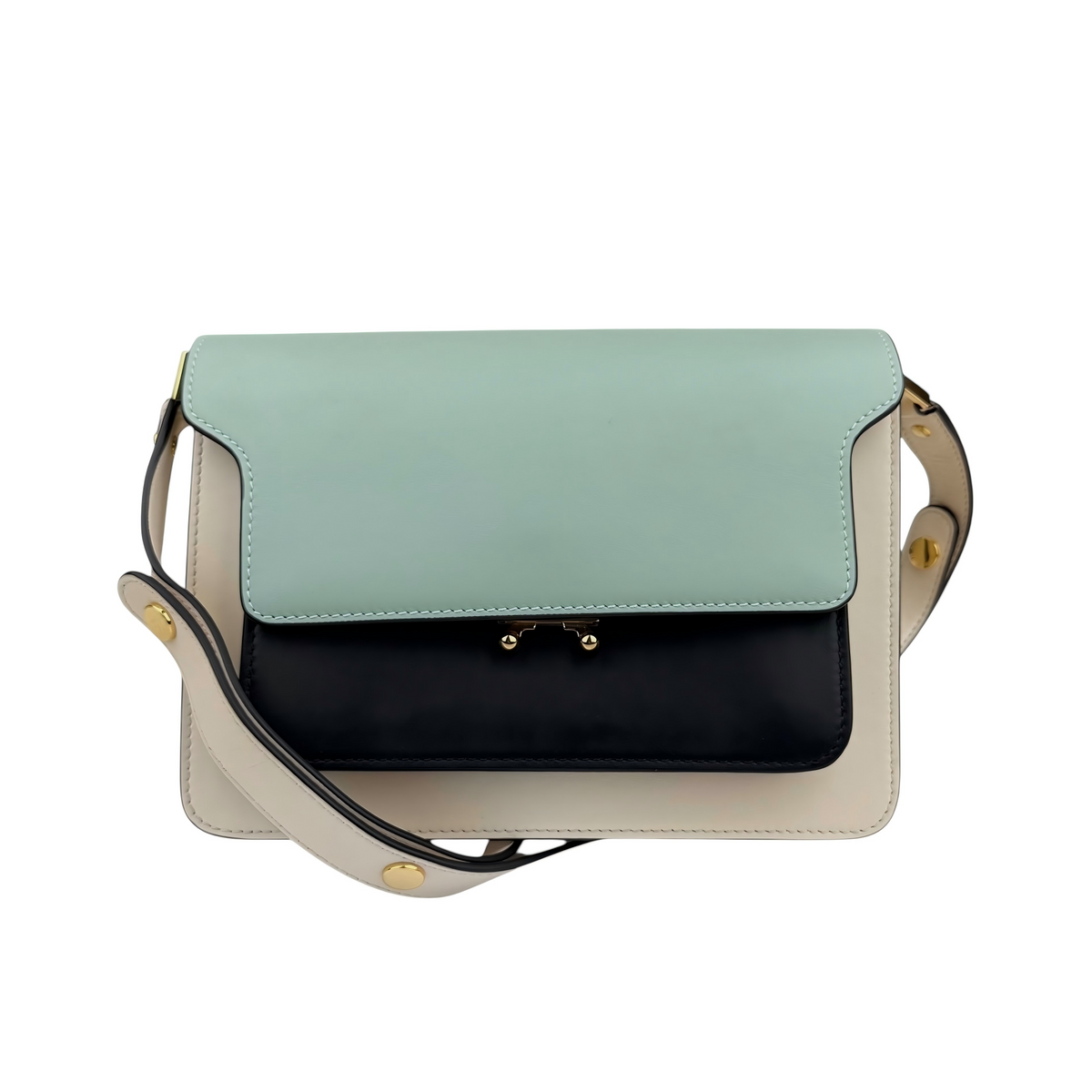 Marni Medium Colorblocked Leather Trunk Shoulder and Crossbody Bag