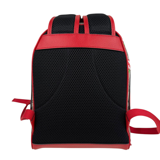 Gucci Beige/Red GG Supreme Canvas and Leather Small Backpack