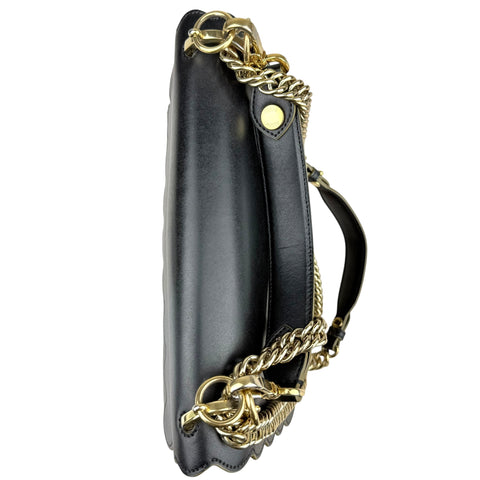 Fendi Dotcom Leather Shoulder Bag Black