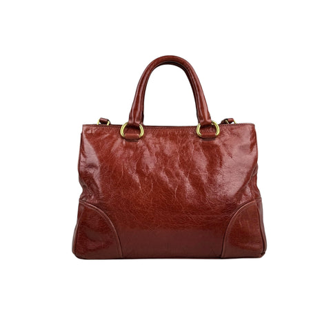 Prada Vitello Shine Tote Bag Palissandro