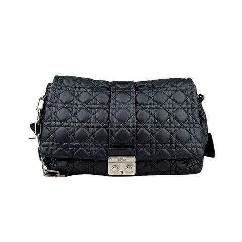 Dior Black Cannage Quilted Lambskin Large New Lock Flap Shoulder Bag