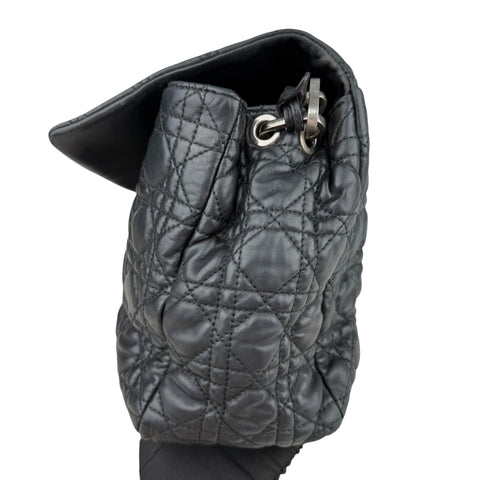 Dior Black Cannage Quilted Lambskin Large New Lock Flap Shoulder Bag