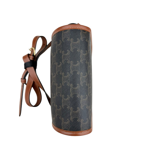 Celine Triomphe Canvas Medium Folco Bag Tan