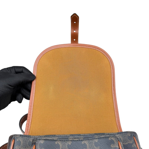 Celine Triomphe Canvas Medium Folco Bag Tan