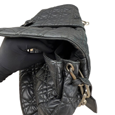Dior Black Cannage Quilted Lambskin Large New Lock Flap Shoulder Bag