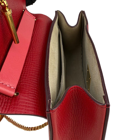 Chloe Red Grained Leather Drew Bag