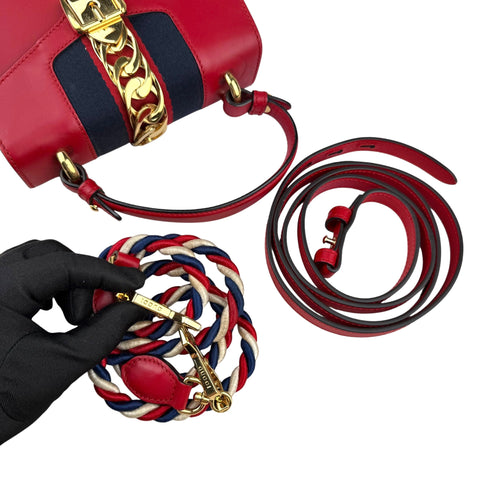 Gucci Sylvie Chain  Mini  Red Leather