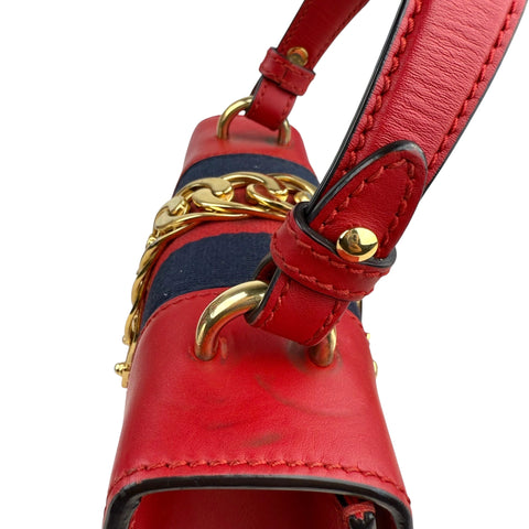 Gucci Sylvie Chain  Mini  Red Leather