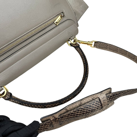 Celine Trapeze large model handbag in beige leather and beige suede