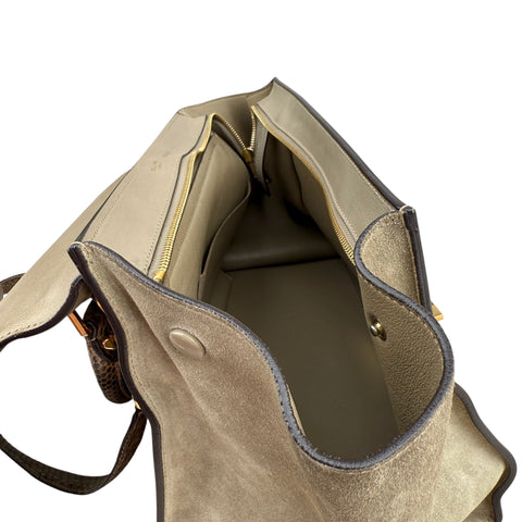 Celine Trapeze large model handbag in beige leather and beige suede