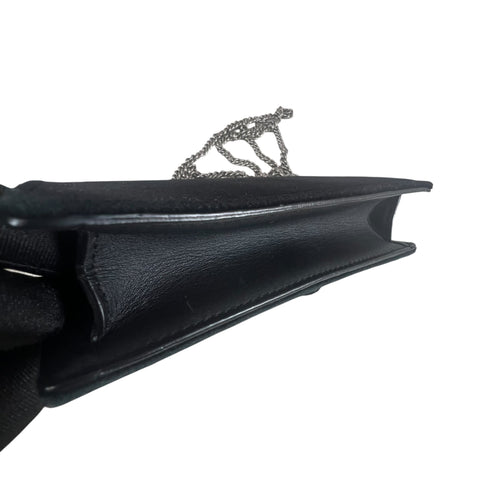 GUCCI Velvet Dionysus Mini Shoulder Bag – Black Suede Silver Chain