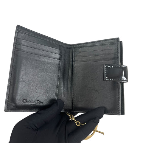 Dior Patent Card Holder Cannage Pattern Wallet