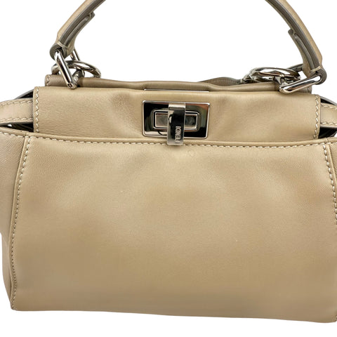 Fendi Peekaboo 2WAY Shoulder Bag Hand Bag Beige