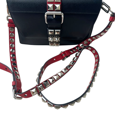 Prada Elektra Shoulder Bag Studded Leather Small
