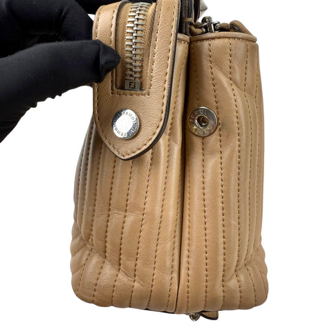 Fendi Beige gesteppte Dotcom-Schultertasche Braun