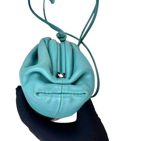 Bottega Veneta Mini Pouch Teal Leather Crossbody Clutch Bag Blue Light blueBotte