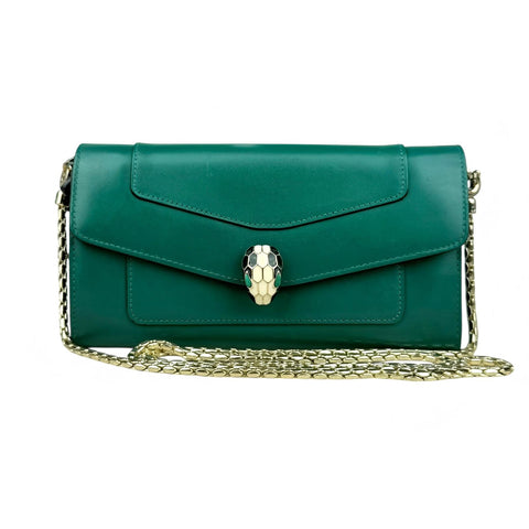 Bvlgari Green Serpenti Forever Chain Wallet