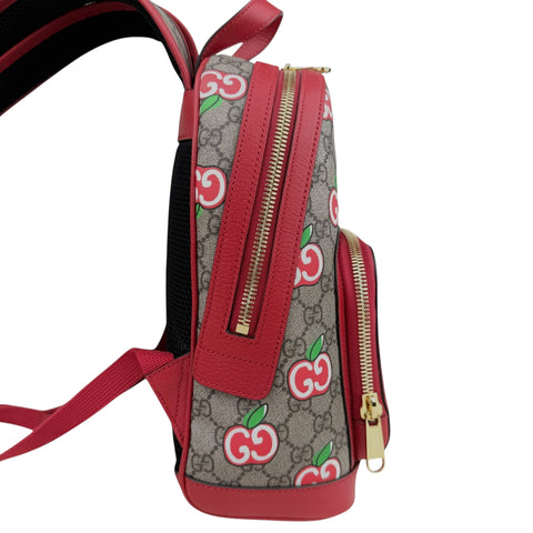 Gucci Beige/Red GG Supreme Canvas and Leather Small Backpack