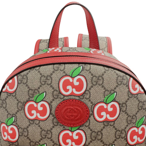 Gucci Beige/Red GG Supreme Canvas and Leather Small Backpack