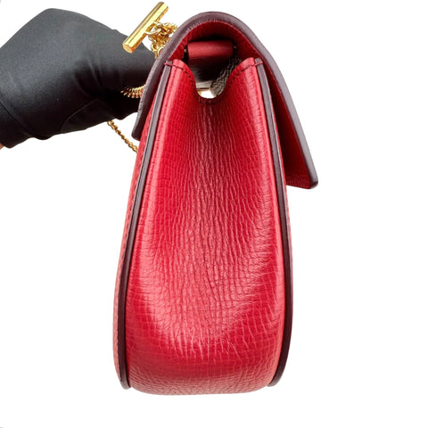 Chloe Red Grained Leather Drew Bag